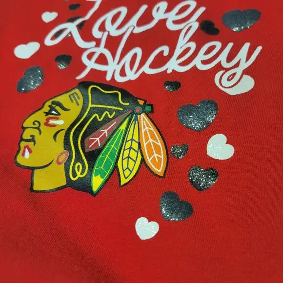 Chicago Blackhawks Shirt Bodysuit NHL Shirt Baby Girl 18 Months Rufflles - Picture 7 of 7